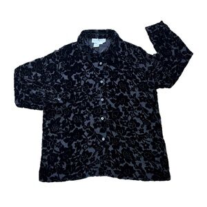 Vintage Suchada Women Button Down Shirt Black Burnout Floral Wimsygoth Boho Sz M